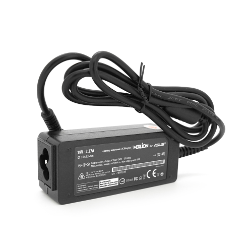 Блок живлення MERLION для ноутбука ASUS 19V 2.37A (45 Вт) штекер 3,0 * 1,35 мм, довжина 0,9 м + кабель живлення