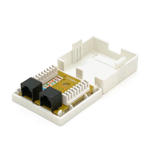 Розетка RJ-45 зовнішня подвійна CAT-5 пряма Ritar R-245