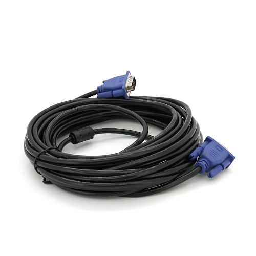 Кабель Merlion VGA 3 + 2 10m, male to male (тато-тато), 2 фериту, чорно-синій, пакет Q80