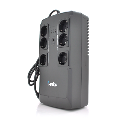 ДБЖ Merlion BUDA 800 (450W) LED, 180-270VAC, AVR 1st, 6 SCHUKO (3 * BatteryBackup + 3 * Surge), 1x12V5Ah, plastik Case Q4 (305x159x95) 2.9кг