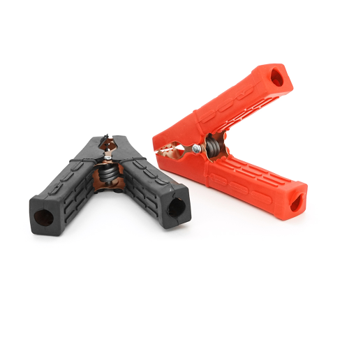 Набір акумуляторних затискачів &amp;quot;крокоділи&amp;quot; Merlion чорний + червоний 100А 110мм (щільний гумовий, рифлений кожух), з мідним покриттям, Пакет, Q2