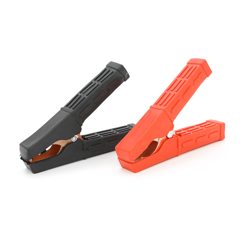 Набір акумуляторних затискачів &amp;quot;крокоділи&amp;quot; Merlion чорний + червоний 100А 110мм (щільний гумовий, рифлений кожух), з мідним покриттям, Пакет, Q2