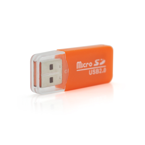 Кардридер універсальний MERLION CRD-1OR TF / Micro SD, USB2.0, Orange, OEM Q50