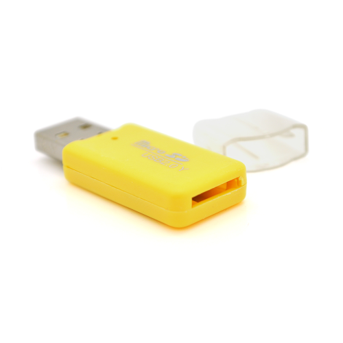 Кардридер універсальний MERLION CRD-1VL TF / Micro SD, USB2.0, Yellow, OEM Q100