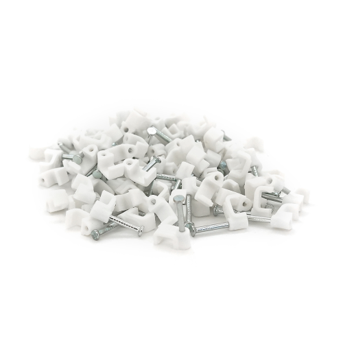 Скоби 4мм для кріплення кабелю (100 шт / уп) білі
