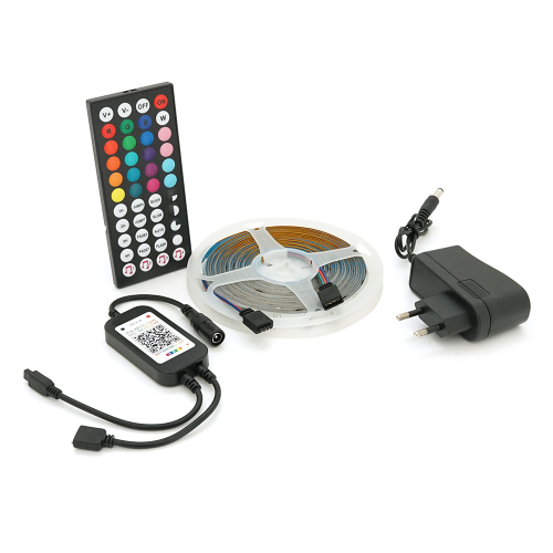 Комплект музичної світлодіодної стрічки 3528 RGB 5 метрів, 54Led, пульт, блок живлення, bluetooth, ip65