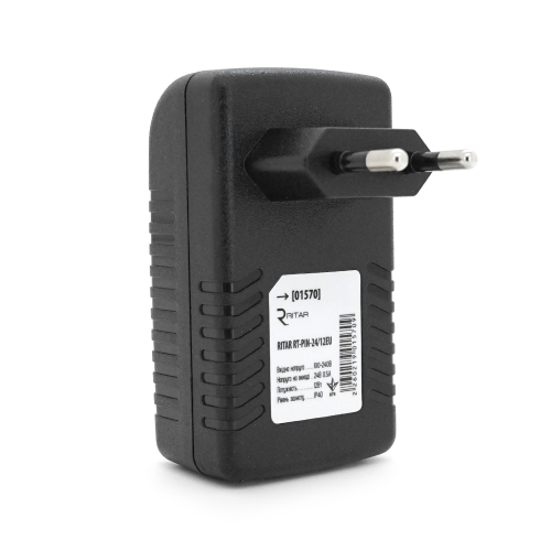 POE інжектор RITAR RT-PIN-24 / 12EU, 24V 0,5A (12Вт) з портами Ethernet 10 / 100 Мбіт / с, EU PLUG