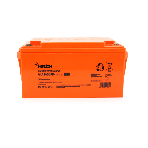 Акумуляторна батарея MERLION GL12650M6 12 V 65 Ah (348 x 168 x 178) Orange Q1 / 48