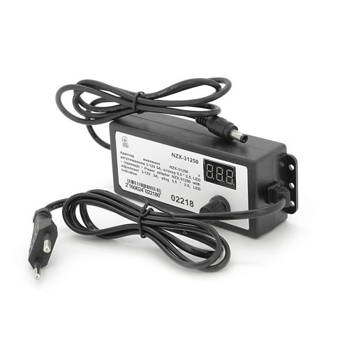 Адаптер живлення NZX-31250 з регулюванням 3-12V 5A, штекер 5,5 * 2,5, LED - індикація