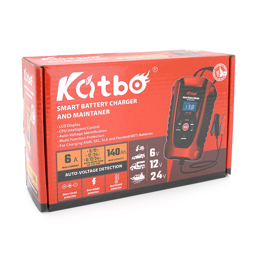 Автоматичне ЗУ для акумулятора Katbo KTB-BC1803 6V / 12V / 24V,2-6A,LCD,клеми(AGM / GEL / Lead / MF)