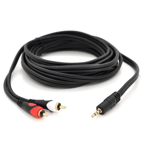Кабель DC3.5 (тато) =&gt; 2хRCA (тато), GOLD Jack, CU, Stereo, круглий, Black, 1,8 м, (Пакет) преміум Q200