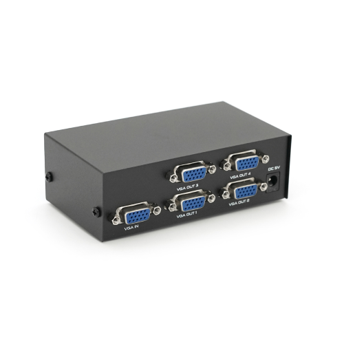 Активний спліттер VGA сигналу KV-FJ1504A (VGA2004) 150MHz 4 Port, DC5V / 2A, Black