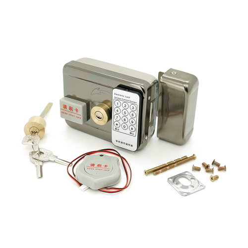 Замок YOSO Y-47 з контролером, електроро-механічний ригельний, ІЧ-пульт, Радіо-брелком, Зчитувач ЕМ, Англійський ключ, 130x98x41 мм