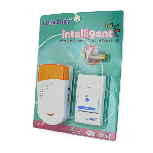 Бездротовий дверний дзвінок Luckarm 8603, приймач-передавач, 15 мелодій, світлооповіщення, дальність 90 метрів, White, Blister