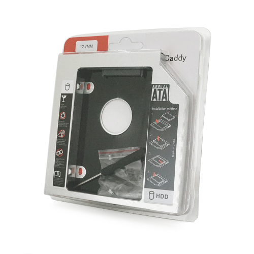 Адаптер підключення HDD 2.5 &apos;&apos; 12.7 mm в відсік приводу ноутбука SATA / mSATA (HDC-25), корпус aluminum+plastic, Blister, Q100
