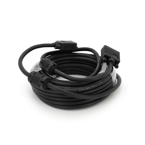 Кабель Merlion VGA 10m, male to male (тато-тато), 2 фериту, чорний, Пакет Q50