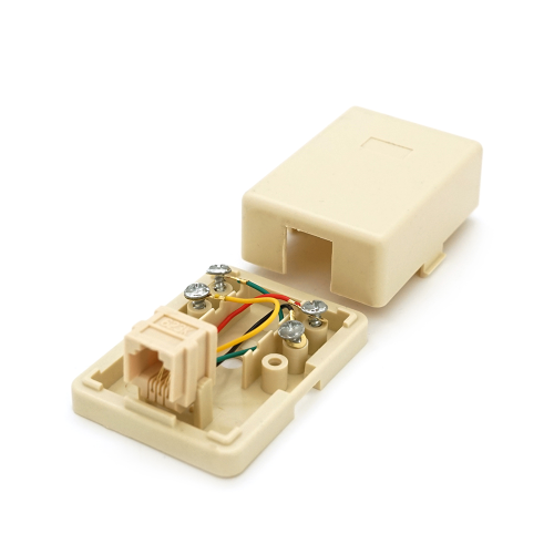 Розетка RITAR UTP 6P4C RJ12 1 порт. телефонна накладна бежева, пакет Q50