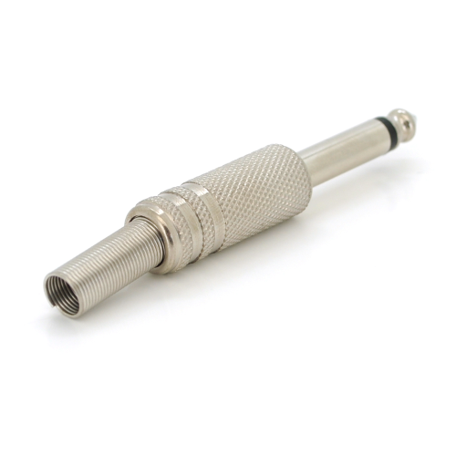 Роз&apos;єм 6,3 моно GOLD під кабель рифлений з пружиною (сірий метал)