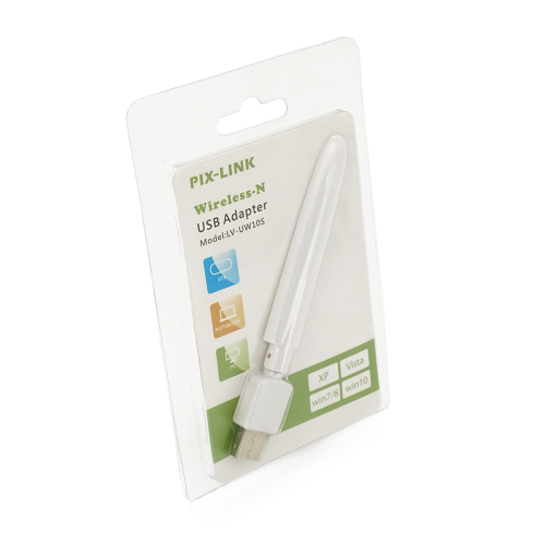 Бездротовий мережевий адаптер з антеною 10см Wi-Fi-USB LV-UW10S -2DB 7601, 802.11bgn, 150MB, 2.4 GHz, WIN7 / XP / Vista / 2K / MAC / LINUX, Blister Q