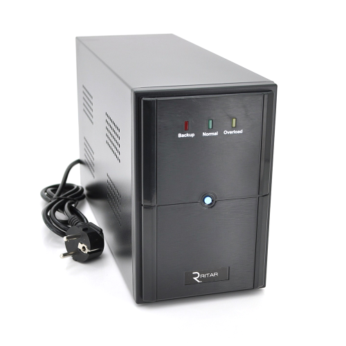 ДБЖ Ritar E-RTM600L-U (360W) ELF-L, LED, AVR, 2st, USB, 2xSCHUKO socket, 1x12V7Ah, metal Case Q4 (370*130*210) 4,8 кг (310*85*140)