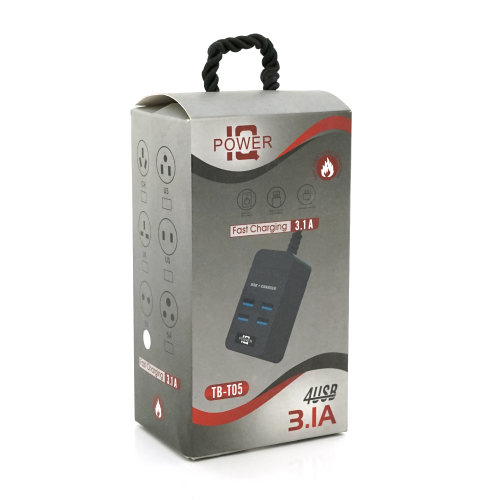 Мережевий фільтр ТВ-Т05, 4 USB, 1.5 м, перетин 3х0,5мм, 2.1А, Black, Box