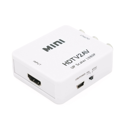 Конвертер Mini, HDMI to AV, ВИХІД 3RCA (мама) на ВХІД HDMI (мама), 720P / 1080P, White, BOX