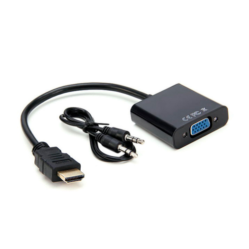 Конвертер HDMI (тато) на VGA (мама) 10cm, Black, 4K / 2K, Пакет + AUDIO Q300