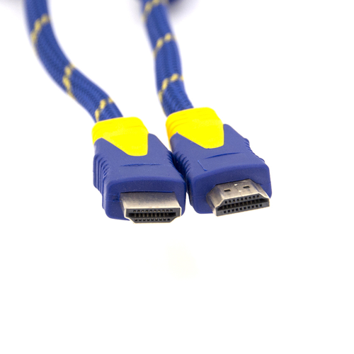 Кабель HDMI-HDMI 10m, v1.4, OD-8.0mm, 2 фільтра, обплетення, круглий Blue / Gold, коннектор Blue-yellow, (Пакет) Q40