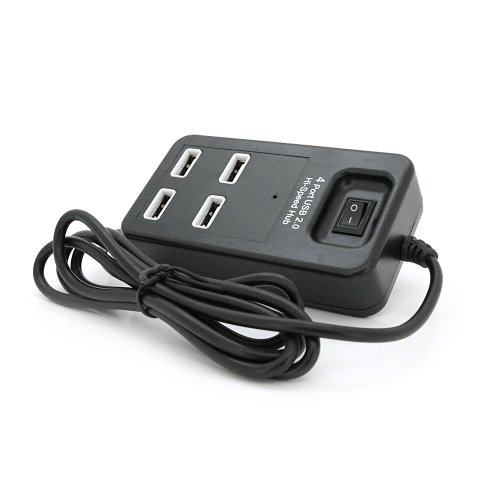 Хаб USB 2.0 4 порти, Black, 480Mbts живлення від USB, з вимикачем, Blister Q100
