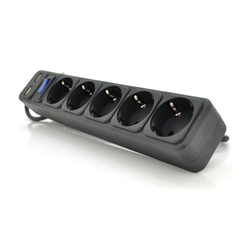 Мережевий фільтр 1.8m + 2 USB 2.1A MERLION B518U Black