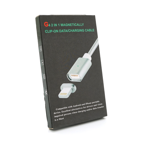 Магнітний кабель USB 2.0 / Lighting, 1m, 2А, індикатор заряду, обплетення тканини, знімач, Gold, Blister ( під наконечник 1938 )