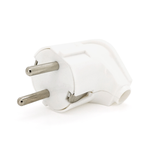Вилка з заземленням кутова, 16A 250V A105, White, Q24