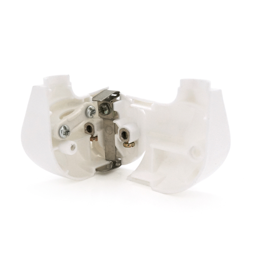 Вилка з заземленням кутова, 16A 250V A105, White, Q24