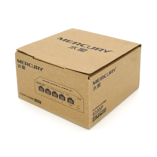 Комутатор POE 48V Mercury S105P 48V 5 портів Ethernet 10 / 100 Мбіт / сек, БП в комплекті, BOX Q200