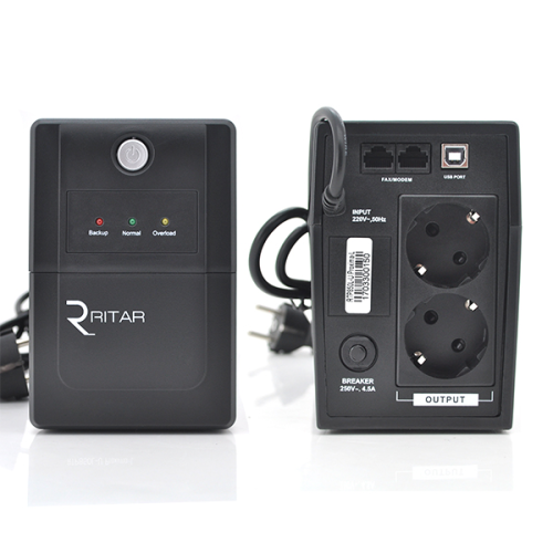 ДБЖ Ritar RTP850L-U (510W) Proxima-L, LED, AVR, 2st, USB, 2xSCHUKO socket, 1x12V9Ah, plastik Case. NEW!