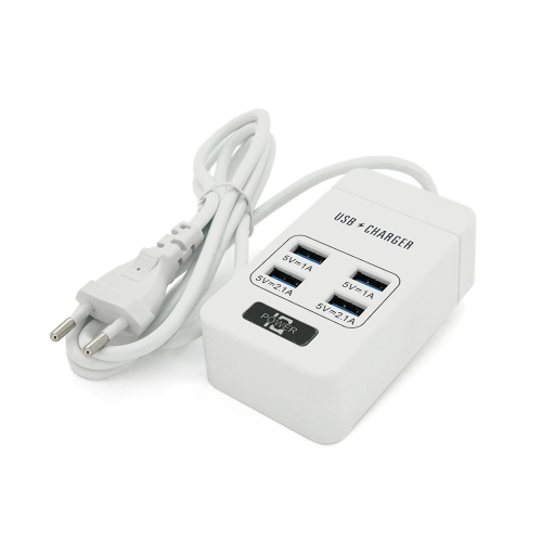 Мережевий фільтр ТВ-Т05, 4 USB, 1.5 м, перетин 3х0,5мм, 2.1А, White, Box