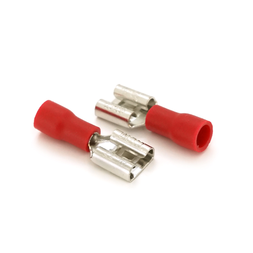 Роз&apos;єм вібростійкий плоский FDD1.25-250, дріт 0.5-1.5, ізольований, максимальний струм 10А, під обтискання, латунь, 100шт в упак, ціна за упаковку