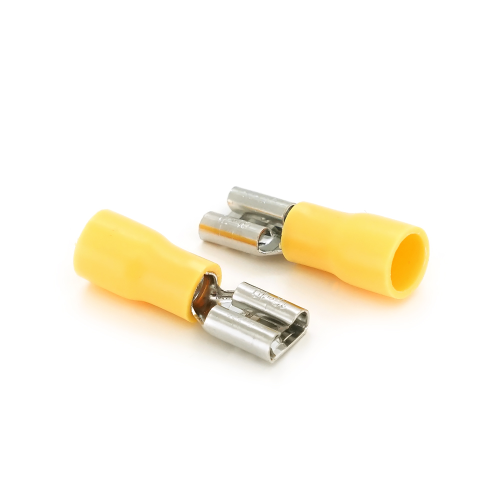 Роз&apos;єм вібростійкий плоский FDD5.5-250, провід 4.0-6.0, ізольований, макс. струм 24А, під обтискача, латунь, 100шт в уп.