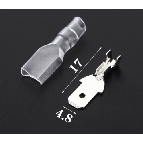 Клема F1 тато, 4.8 мм, дріт 0.5-1.5, неізольована, латунь, з силіконовим ковпачком, 100шт в упаковці, ціна за упаковку