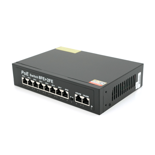 Комутатор POE 48V з 8 портами POE + 2 порти Ethernet (UP-Link) 100Мбіт, з посиленням сигналу до 250метрів, БП вбудований 1,7 кг (270*180*44), Q20