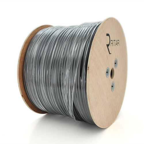 Кабель коаксіальний з живленням RITAR B305-3C2V + 2x0.5mm, 0,5 мм.CU, 64x0.12m CCA жовтий екран, 75 Ом, FPE, оболонка 6,91мм чорний PVC, котушка 305м Q1