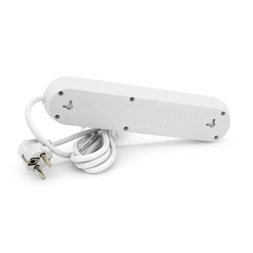 Мережевий фільтр F03U, 3 розетки EU + 3 USB, 1.5 м, перетин 3х0, 75мм, 2500W, White, Bag