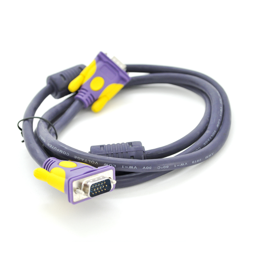 Кабель Merlion VGA 3 + 4 with shielding, 3m, male to male (тато-тато), 2 фериту, purple, Пакет Q100