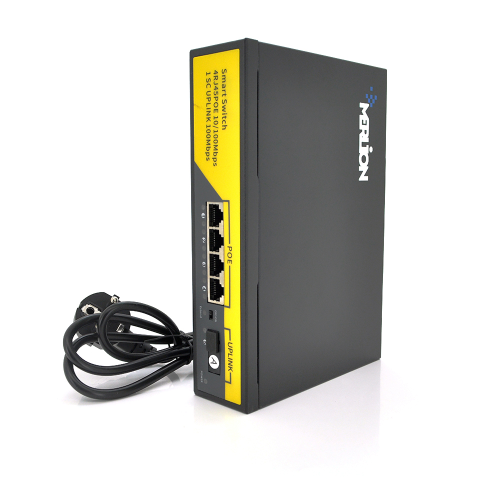 POE комутатор Merlion 4 POE 10 / 100 + 1Single Fiber Tx1310nm 20km + вбудований блок живлення 52V 1.38A