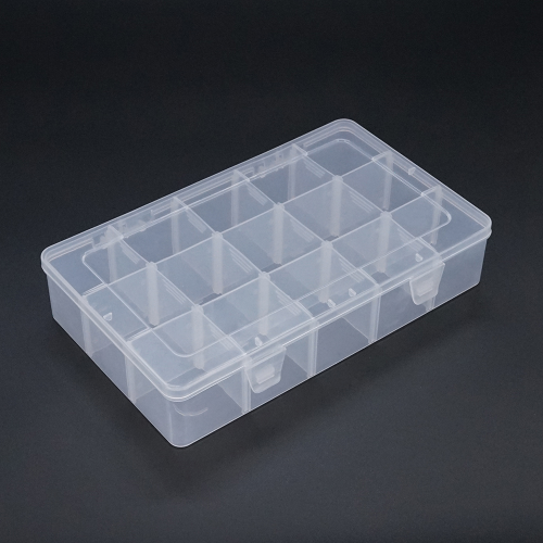 Пластиковий ящик для радіодеталей, 275 х 55 х 165 мм, 15 великих відділень
