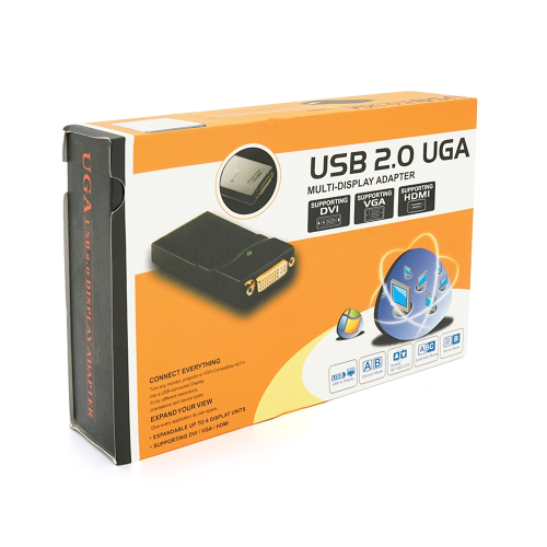 Конвертер USB 2.0 to HDMI / VGA / DVI, Black, Box