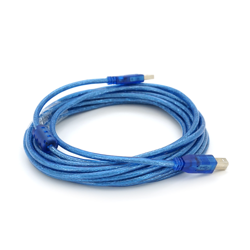 Кабель USB2.0 AM/BM 5.0m 1 ферит RITAR прозорий синій