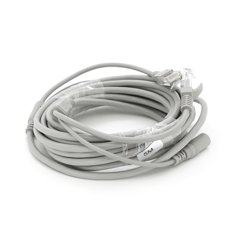 Патчкорд комбінований по кручений парі RJ-45 + DC 5m, сірий, Q100