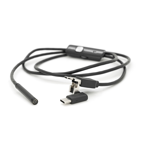 Універсальний ендоскоп 3в1 (USB+MicroUSB / Type-C) для смартфона / ПК, камера 5.5мм, м&apos;який кабель 1м, з LED-підсвічуванням, IP67