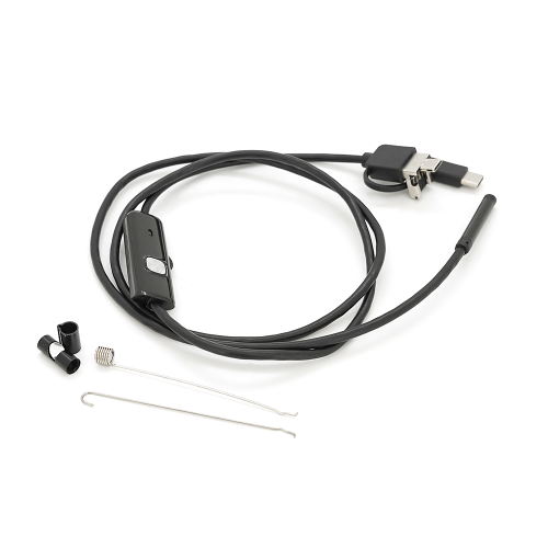 Універсальний ендоскоп 3в1 (USB+MicroUSB / Type-C) для смартфона / ПК, камера 5.5мм, м&apos;який кабель 1м, з LED-підсвічуванням, IP67
